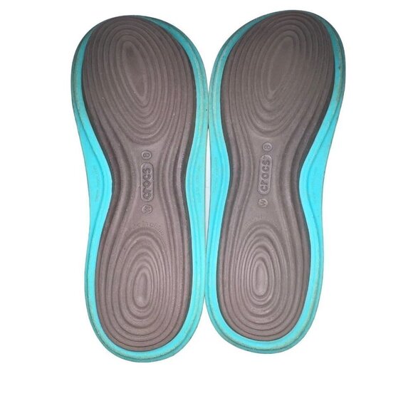 CROCS Women's Tone Skylar Flat Size 8 Slingback Toning Shoe Brown Teal Blue - Picture 6 of 8
